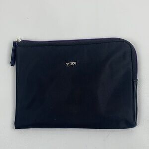 Tumi Black Zip Toiletry Bag Case with Purple Accents New NWOT
